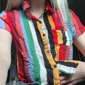 Daily Special Cropped, Collared, Muti-Colored Button Down